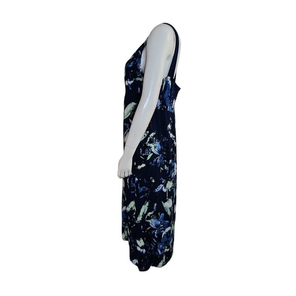 Style & Co Dress Womens Size XL Blue Green Floral Beaded Maxi Long Hawaiian Cute - Picture 3 of 5